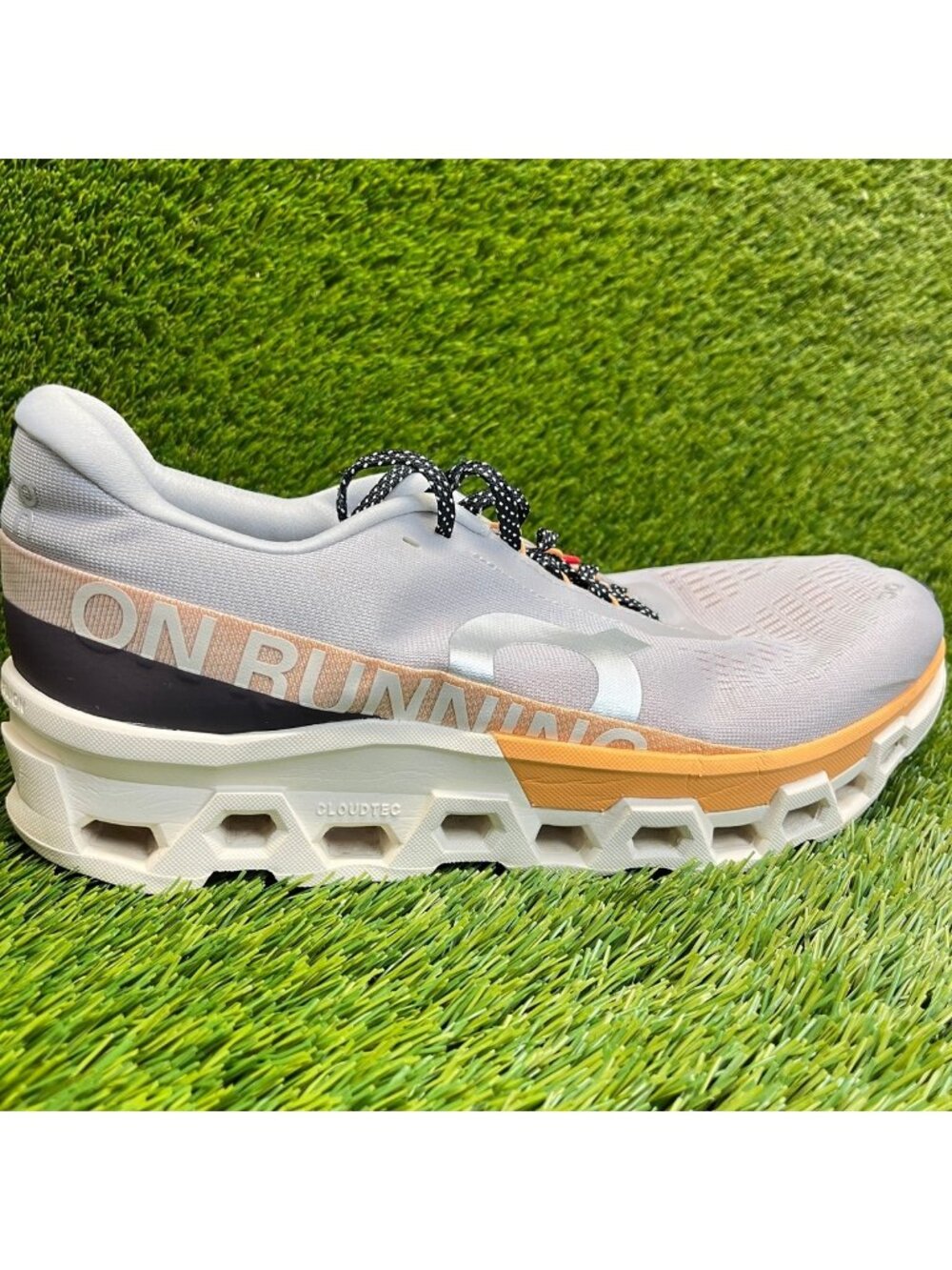 On Cloudmonster 2 Mens Size 12 Gray Orange Athletic Road Running Shoes Sneakers